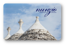 nunzio logo, top of buildings in italy over sky background